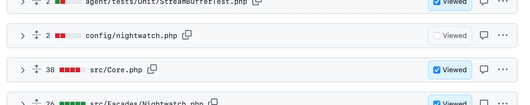 GitHub viewed feature in use while reviewing a pull request